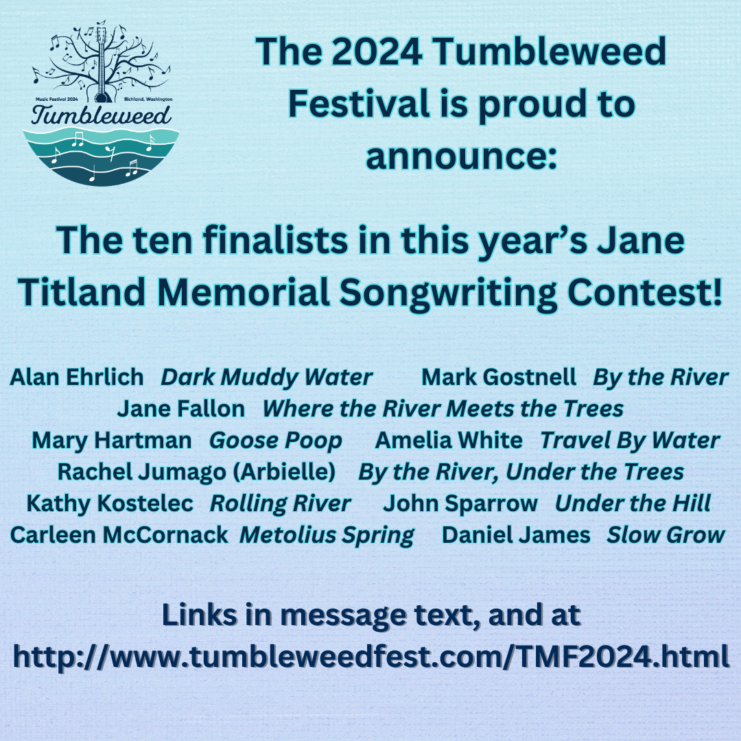 List of Jane Titland Memorial SOngwriting Contest 2024 Finalists